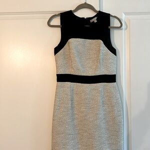 Banana Republic Career Dress, size 6. Lined. Light gray/white tweed with black.